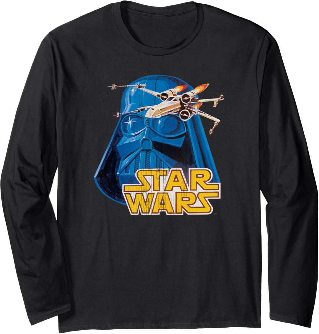 Star Wars Retro Darth Vader X-Wing Vintage Langarmshirt