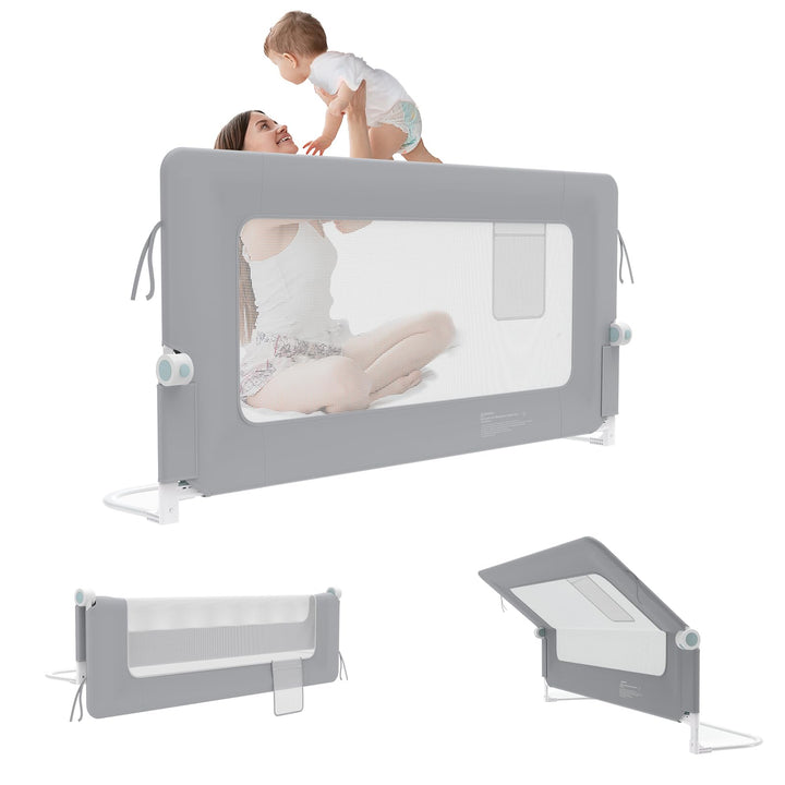 UISEBRT Bettgitter 180cm Bettschutzgitter Klappbar für Kleinkinder, Rausfallschutz Höhenverstellbar