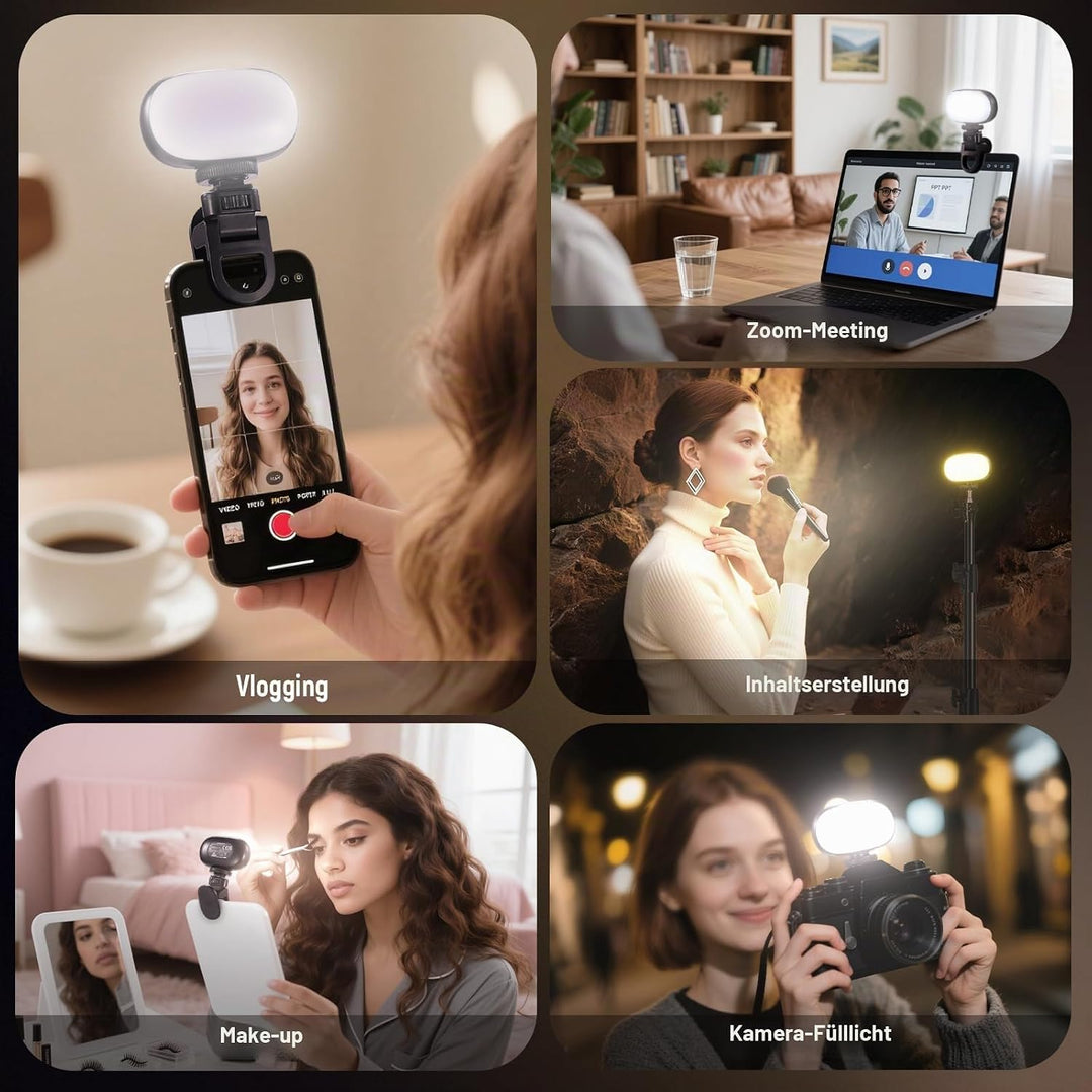 NEEWER BASICS Selfie Licht, Tragbares Handy Videolicht, 3W Clip on kleine LED Videoleuchte, Cold Sho