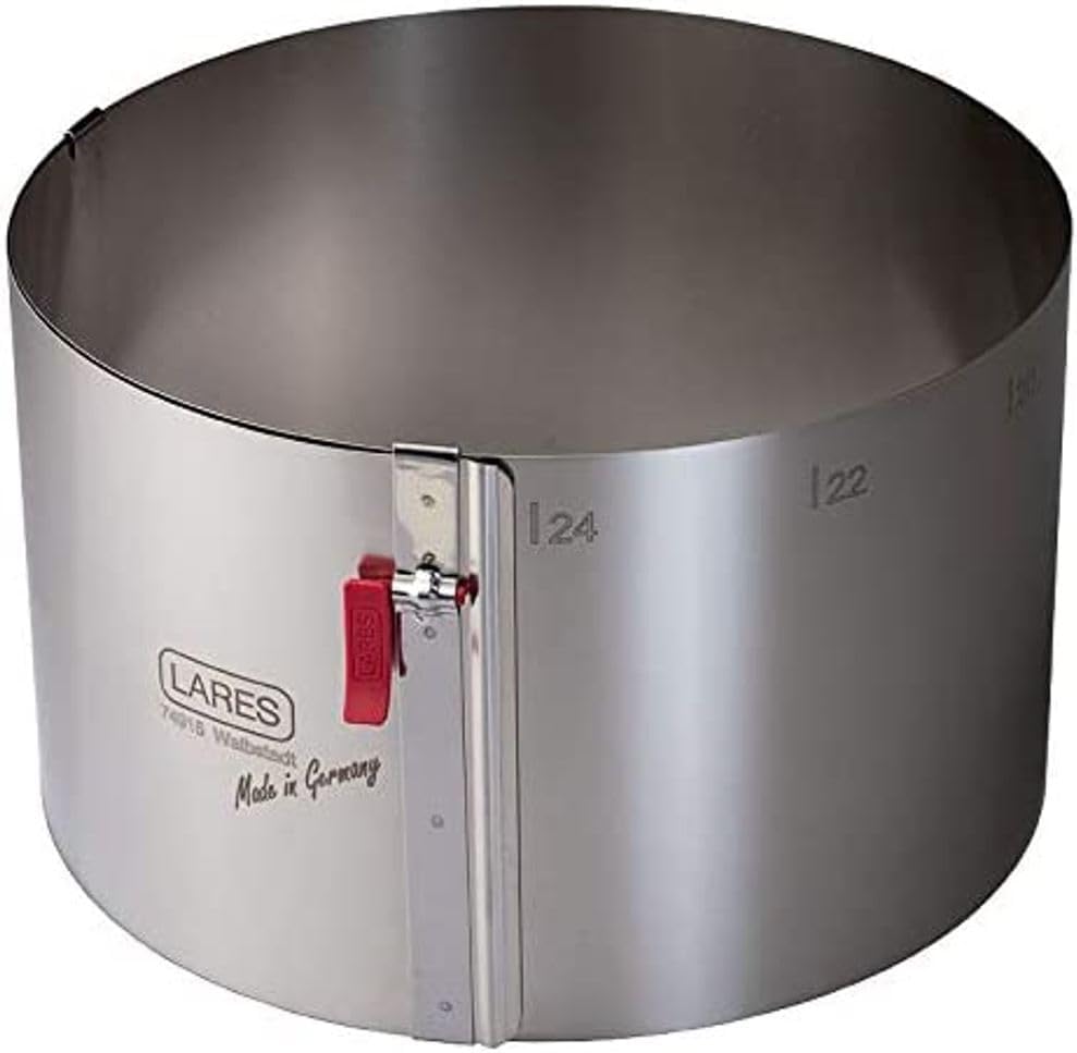 Lares Kuchenring/Tortenring mit Klemmhebel - 18-30cm Ø, H: 15cm - Federbandstahl, stufenlos verstell