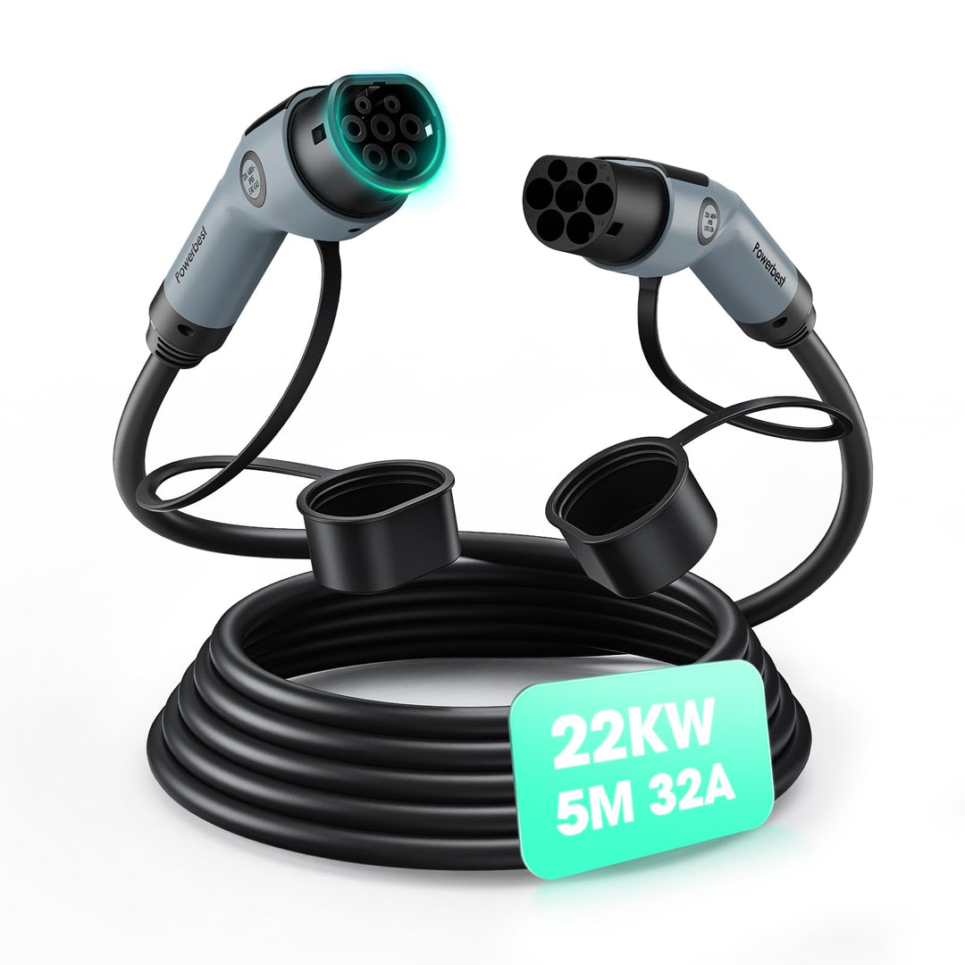 Typ-2-Ladekabel, 22KW 5M 32A Dreiphasiges E-Auto-Ladekabel Typ 2 auf Typ 2 Mode 3 für Elektro- und H
