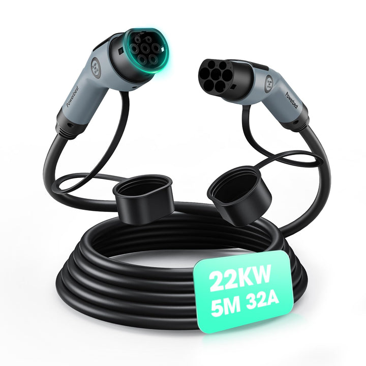 Typ-2-Ladekabel, 22KW 5M 32A Dreiphasiges E-Auto-Ladekabel Typ 2 auf Typ 2 Mode 3 für Elektro- und H