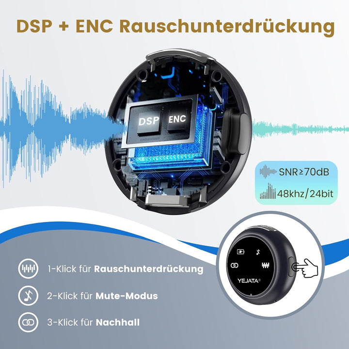 2-in-1-Funkmikrofon für iPhone, Android, Mini-Mikrofon mit Rauschunterdrückung, 40-Stunden-Ladeetui,