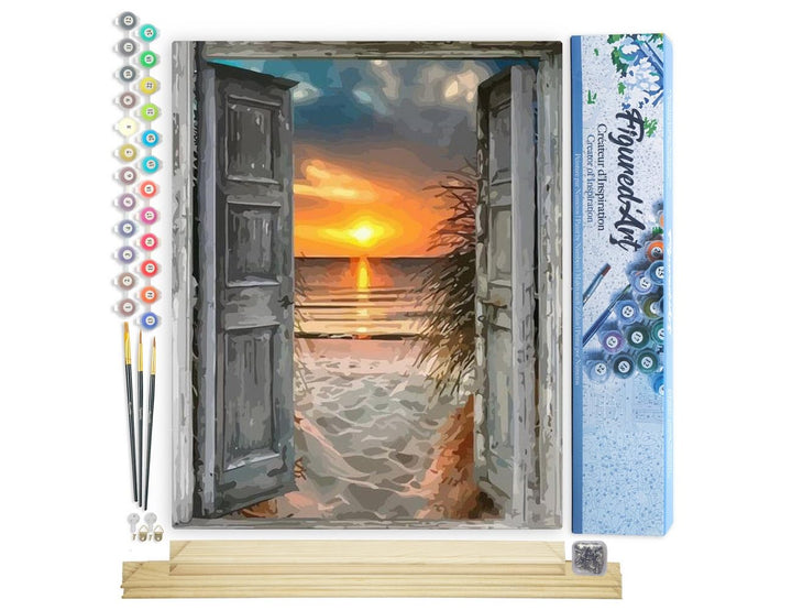 Figured'Art Malen Nach Zahlen Erwachsene Mit Rahmen Tor zum Meer - Paint by Numbers Basteln DIY Bast