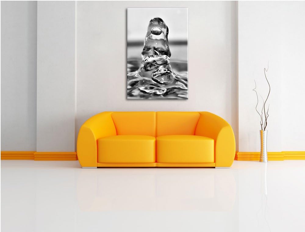 Pixxprint Tropfen fällt ins Wasser / 100x70cm Leinwandbild bespannt auf Holzrahmen/Wandbild Kunstdru