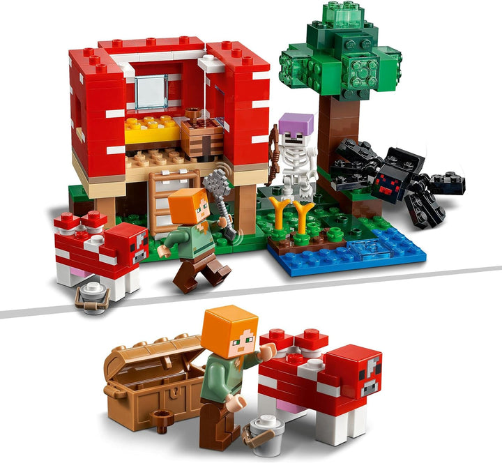 LEGO Minecraft Das Pilzhaus, Spielzeug ab 8 Jahren, Geschenk für Kinder mit Figuren von Alex, Mooshr
