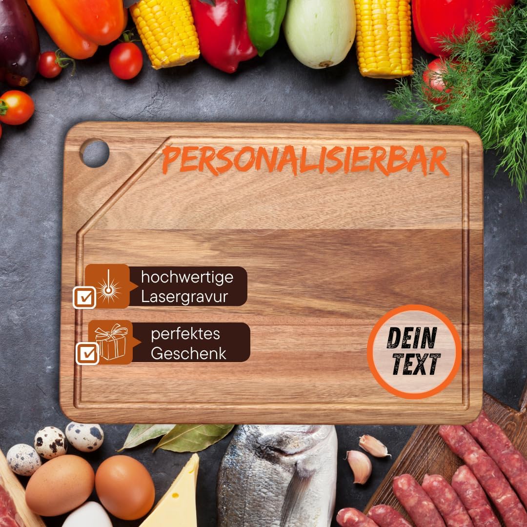 Premium 3er Schneidebrett Set mit Ständer und Handyhalterung - PERSONALISIERBAR - Hochwertiges Küche