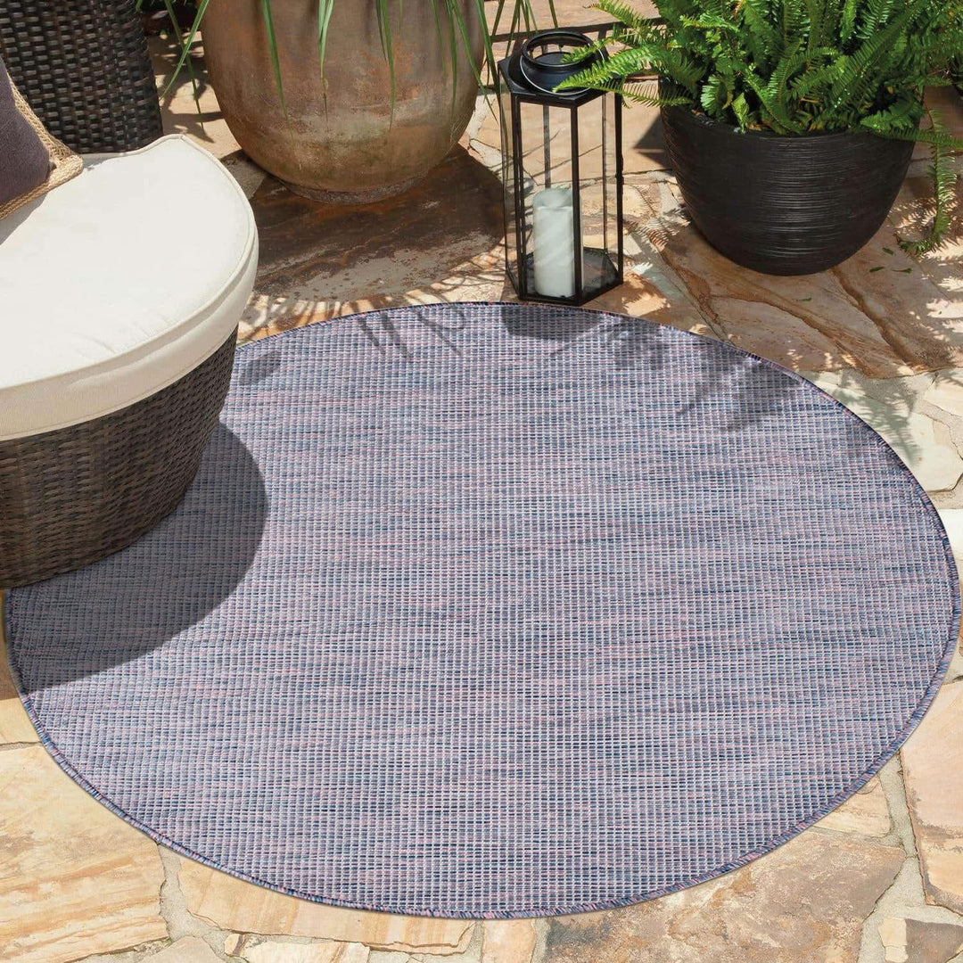 payé Outdoor Teppich Wetterfest Rund - Blau-Pink - 200cm - Küche Badezimmer Balkon Garten Terrassent