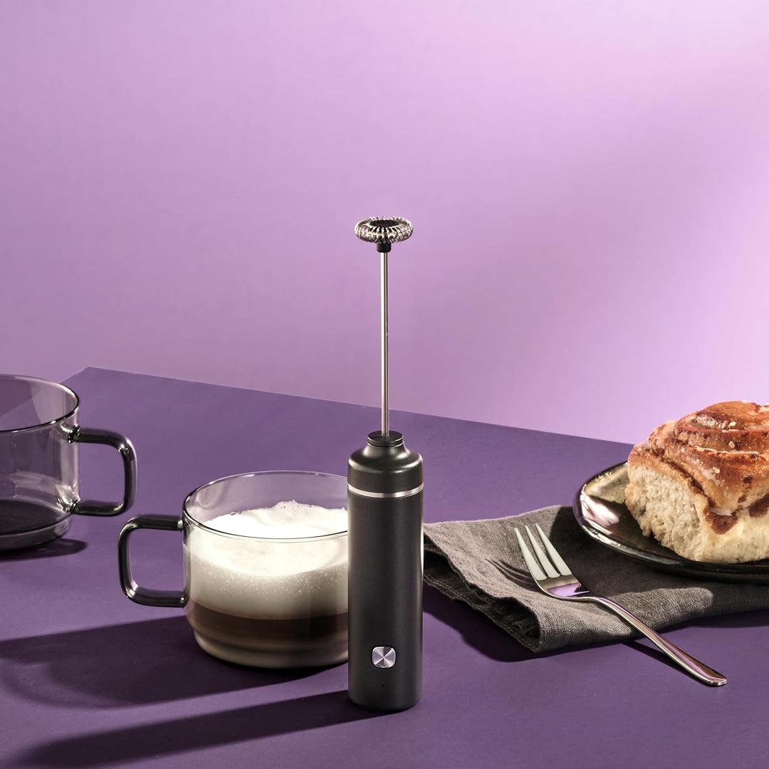 AdHoc Moro Milchaufschäumer MS32 (dunkelgrau), elektrisch & wiederaufladbar (USB-C), 10.000 U/min, a