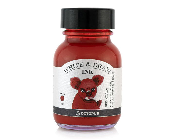 Octopus Write and Draw Ink 388 Red Koala, wasserfeste Tinte zum Schreiben und Zeichnen, Kalligraphie