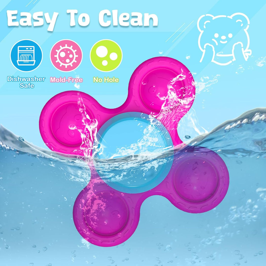 Saugnapf Spielzeug Kinder 3 Stück Fidget Spinner Baby Tierdruckmuster 10 Monate+ Baby Spielzeug Sili