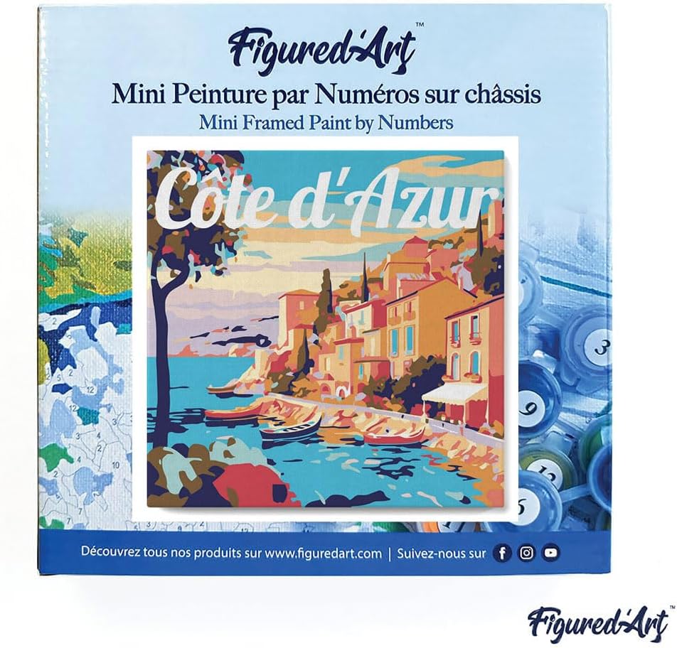 Figured'Art Mini Malen Nach Zahlen Erwachsene Mit Rahmen 20x20cm Kleines Format - Reiseplakat Côte d