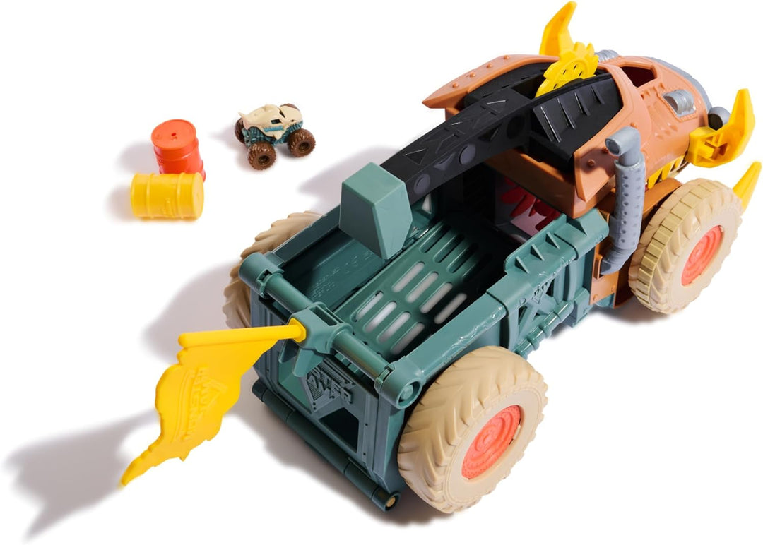 Monster Jam Mini Jam, Megalodon Mad Hog Chomper und Monster Truck, Kreativer Aufräumen und Aufbewahr