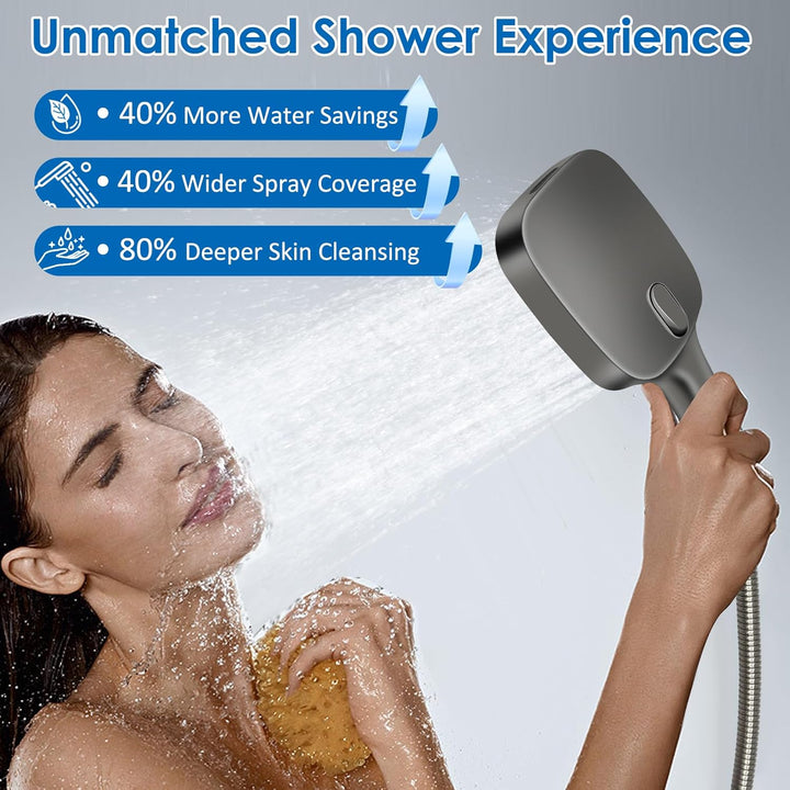 Duschkopf Gross Hochdruck – XXL Regenduschkopf mit 8 Strahlarten, Wassersparende Handbrause für Luxu