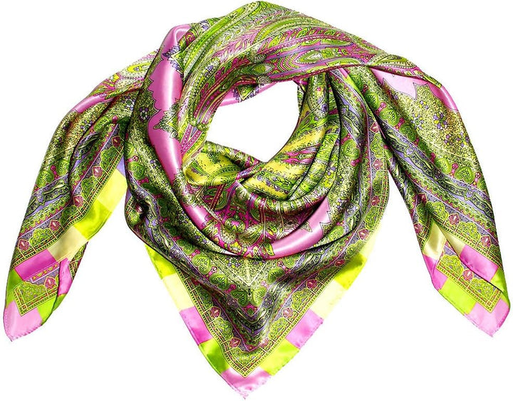 Lorenzo Cana Luxus Damen Seidentuch aufwändig bedrucktes Tuch 100% Seide 100 x 100 cm harmonische Fa