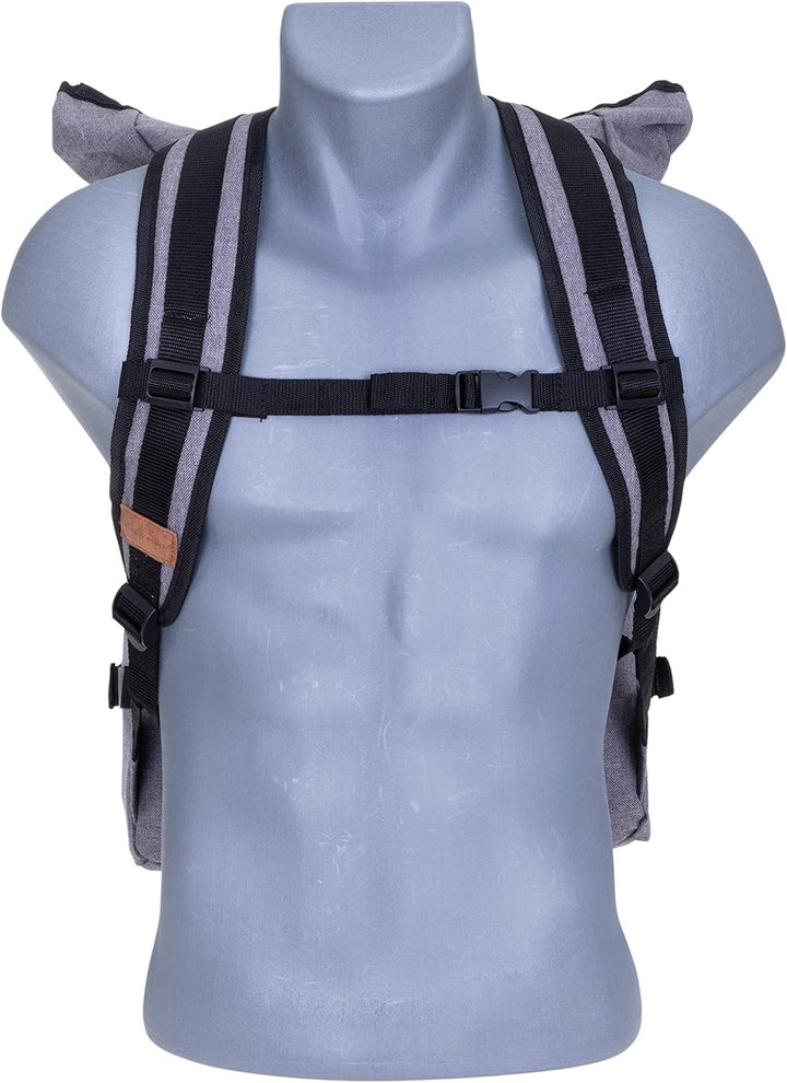 New Rebels Rucksack COURIER A4 Roll Up Kurierrucksack + Flasche (Grau), Grau