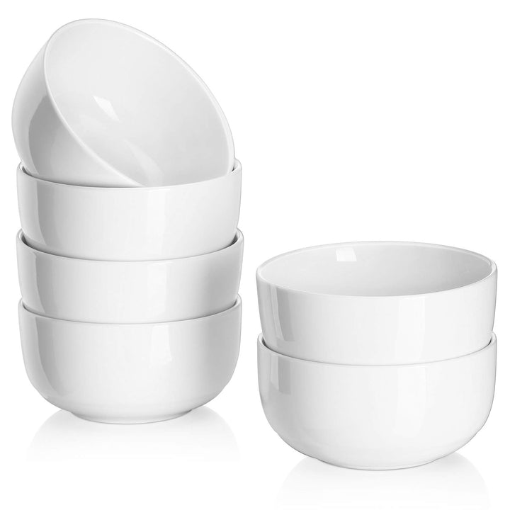 DOWAN Dessertschalen 6er Set, 300ml Weiss Müslischalen Keramik, Φ10.5cm Kleine Eisschale, Suppenscha