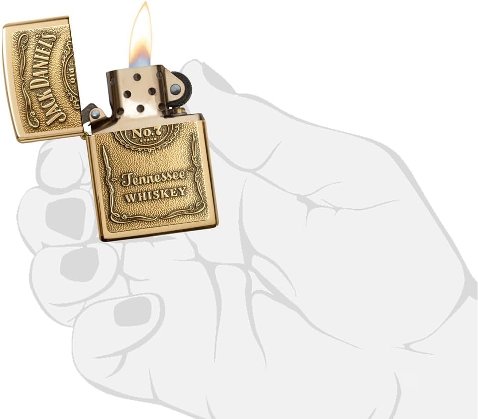 Zippo Jack Daniel 's Label Regular Feuerzeug High Polish Brass, High Polish Brass