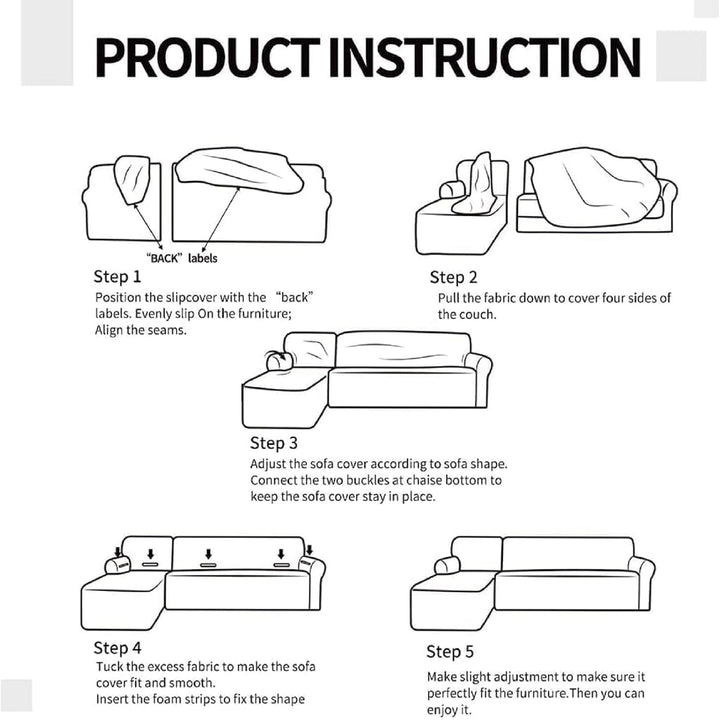 ShowyLive Sofa Überzug Couch Überzug 2er Set für Ecksofa L-Form Sofabezug 3 Sitzer+4 Sitzer, mit 2 S