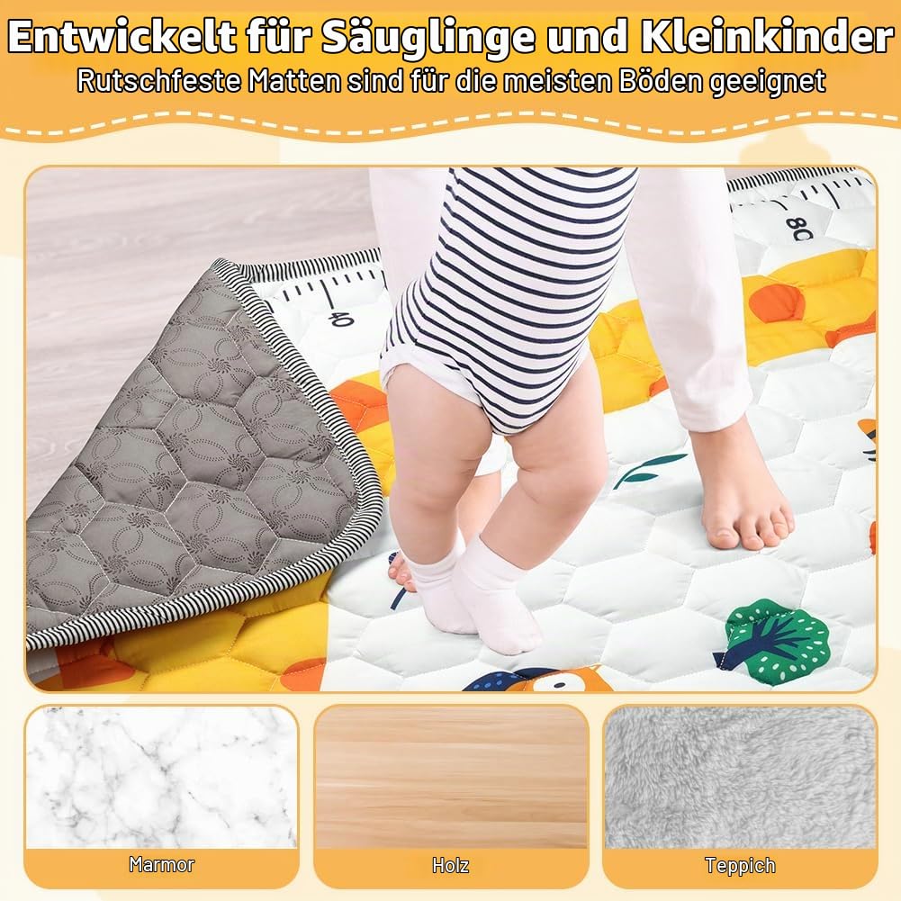 Aolso Baby Spielmatte, 127x127 cm Baby Krabbelmatte, Baby Faltbare Spielmatte, Krabbeldecke für Baby
