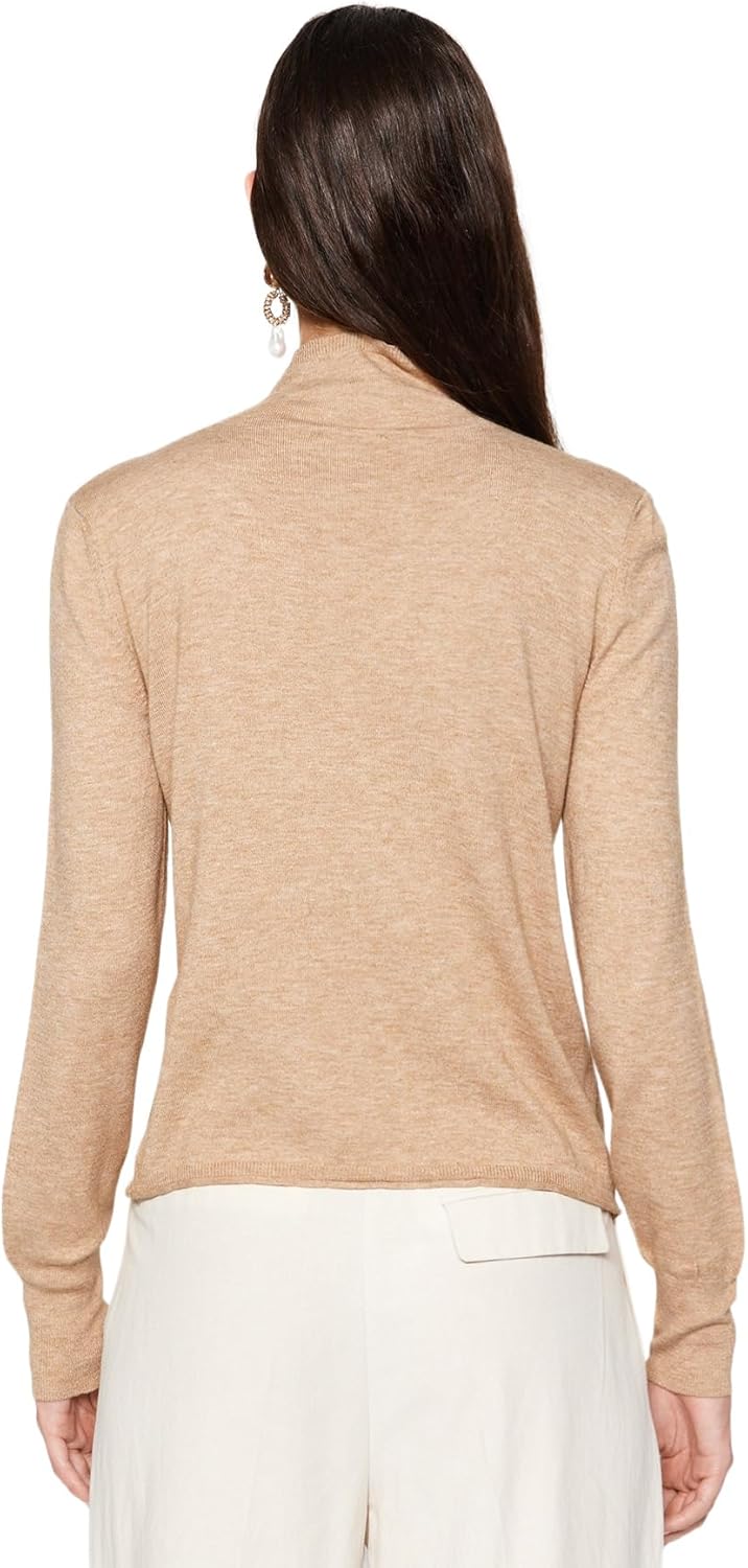 TRENDYOL Damen Slim Fit Basic Standing Collar Knitwear Sweater Pullover M Beige, M Beige