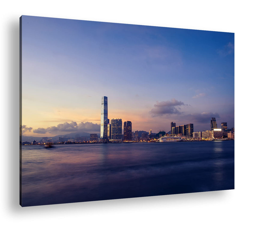 deyoli Küste von Hong Kong Format: 80x60 als Leinwand, Motiv fertig gerahmt auf Echtholzrahmen, Hoch