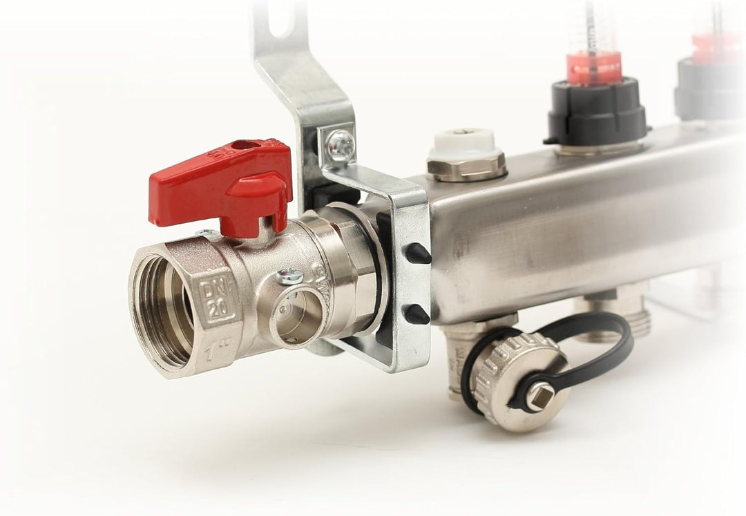 Selfio Heizkreisverteiler PREMIUM mit Durchflussmesser und Kugelhahn-Set (7 Heizkreise), 7 Heizkreis