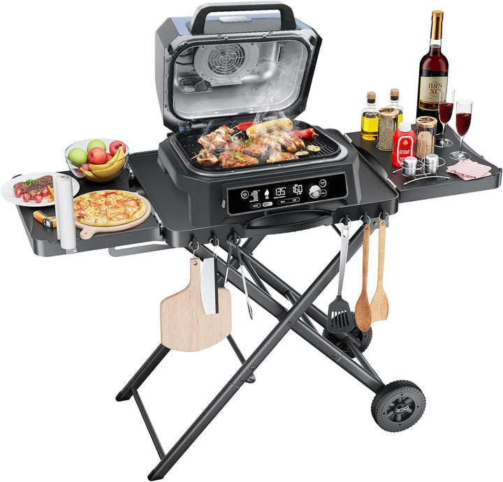 GFTIME Tragbarer Grillwagen für Weber, Ninja, Ooni, Blackstone, Nexgrill, Traeger und den meisten tr