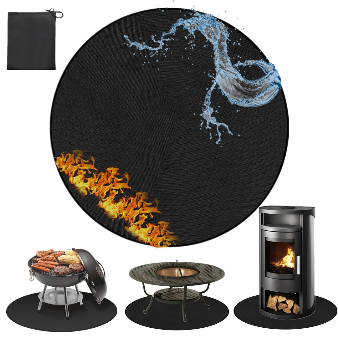 Qivine 120cm Grillmatte Bodenschutz Rund, Antihaf Grill Unterlage Boden Wiederverwendbar, Hitzebestä