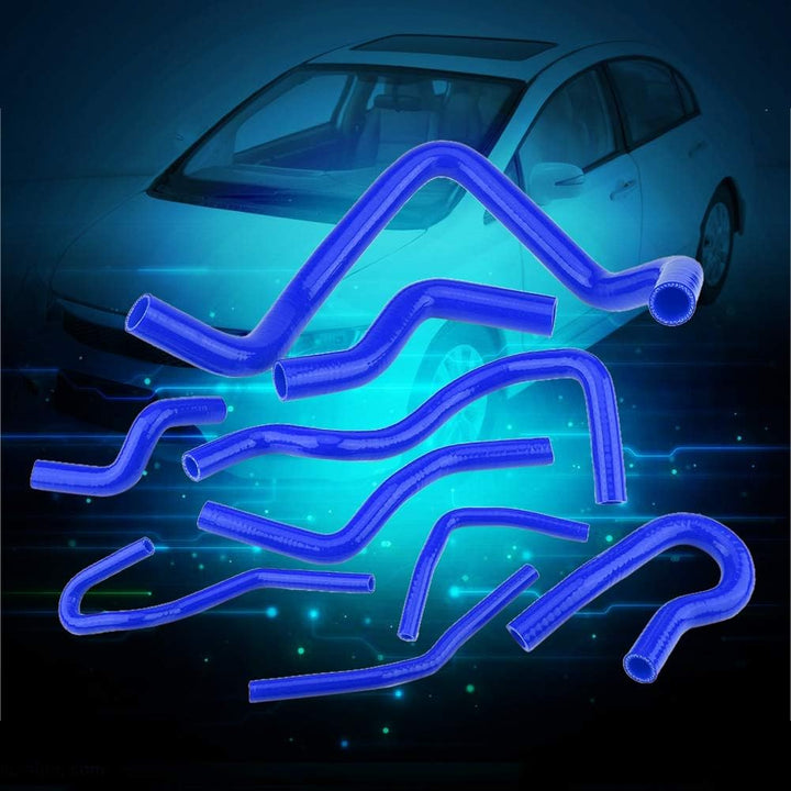 KIMISS 9 Stücke Auto Kühlerschlauch Kit,Silikon Kühlerschläuche (Blue)