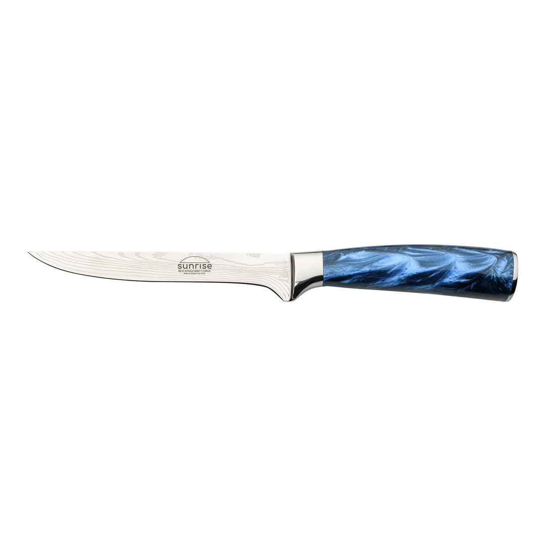 Rockingham Forge Ausbeinmesser, Sunrise Kollektion, 15cm, 6 Zoll, Blauer Harzgriff, Klinge aus Rostf