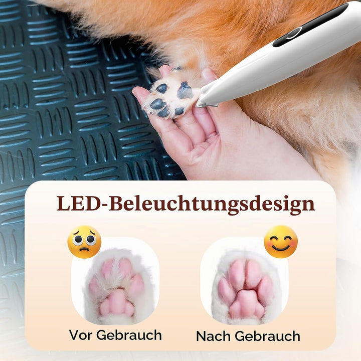 Pfotentrimmer für Hunde mit LED-Licht, One-Touch-Schalter Hundeschermaschine Leise Pfotentrimmer Kab