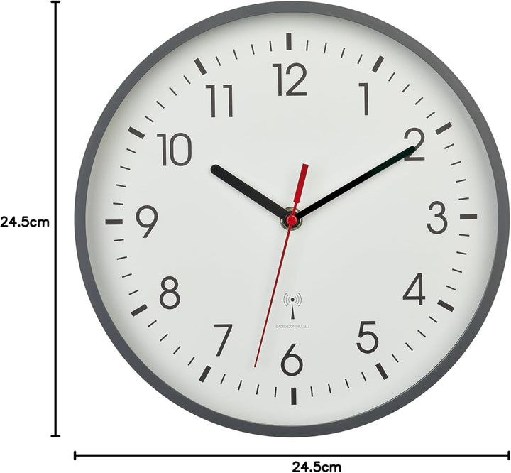 TFA Dostmann Analoge Funk-Wanduhr, 60.3550.10, höchste Genauigkeit, stilvoll, analog, Glasabdeckung,