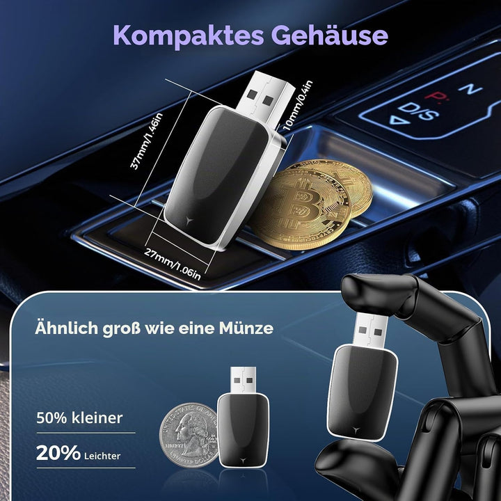 2026 Wireless Carplay &amp; Android Auto Adapter 2-in-1, 2.4+5.0 GHz WiFi Android Auto Adapter, Plug and