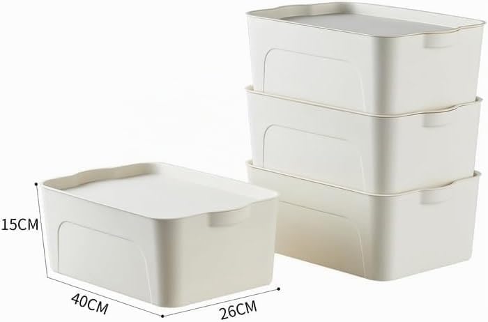 RMAN 4er Set Aufbewahrungsbox mit Deckel 15L Kunststoff (PP) Organizer Box Stapelbar Plastikbox für