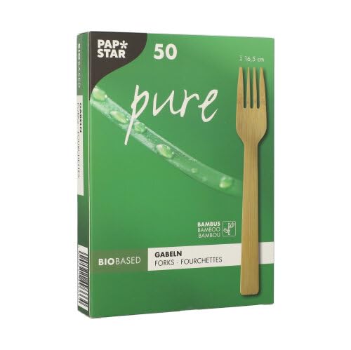 Papstar Gabeln, aus Bambus "pure" 16,5 cm natur 88030 Bambusgabeln Einweggabeln, 1000 Stück