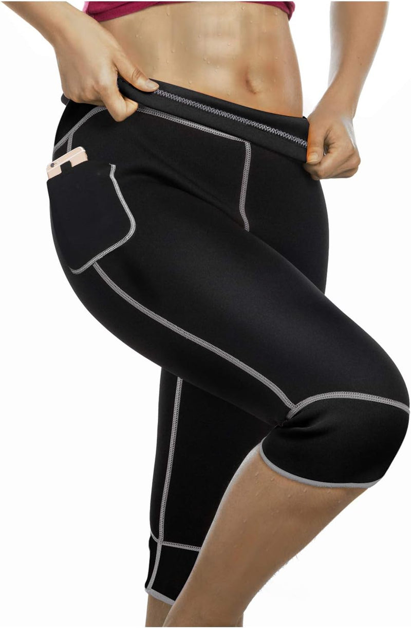 Bingrong Damen Sauna Effekt Sporthose Hohe Taille Neoprene Training Abnehmen Thermal Schweiss Schnel