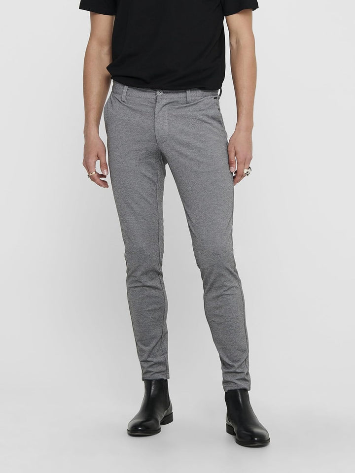 ONLY & SONS Male Chino Hose ONSMARK Slim Fit Chino Hose 28W / 30L Medium Grey Melange, 28W / 30L Med