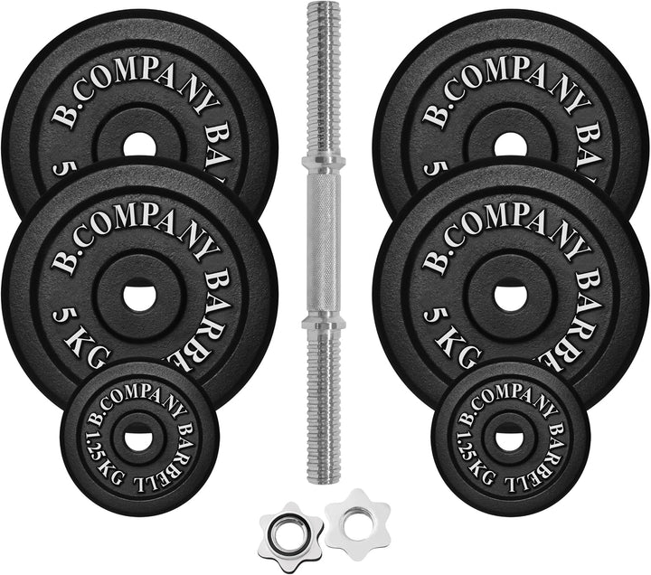 Guss Kurzhantel-Set 25Kg (1 x Kurzhantelstange 35cm, 2x1,25 und 4x5Kg Hantelscheiben) Hantelset Hant