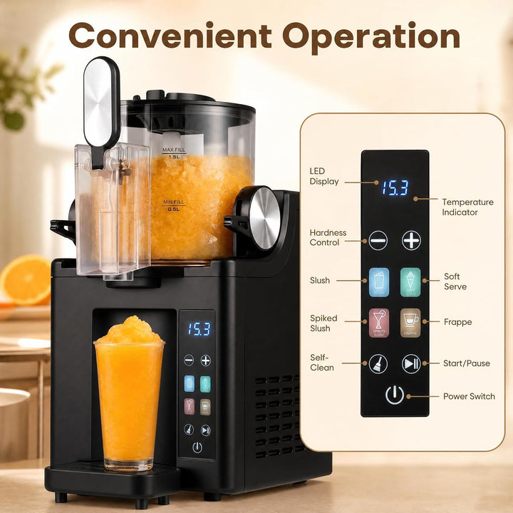 LIFEZEAL Slush Maschine, 1,5 L Softeismaschine mit 220 W Kompressor | Eismaschine für Slushies, Cock