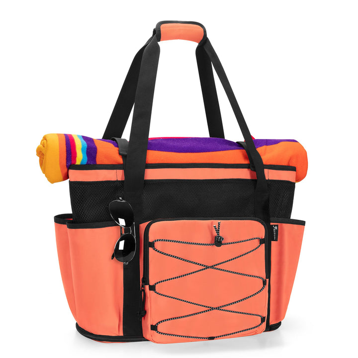 Fasrom Strandtasche XXL mit Reissverschluss unten, badetasche Gross | Mit Trennsystem mit 2 Schichte