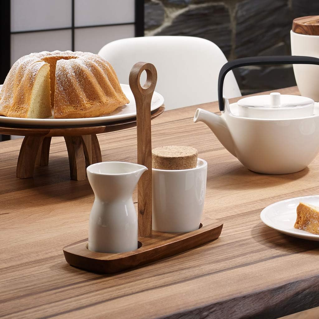 Villeroy und Boch Artesano Original Zuckerdose, Premium Porzellan/Kork, Weiss Zuckerdose Weiss, Zuck