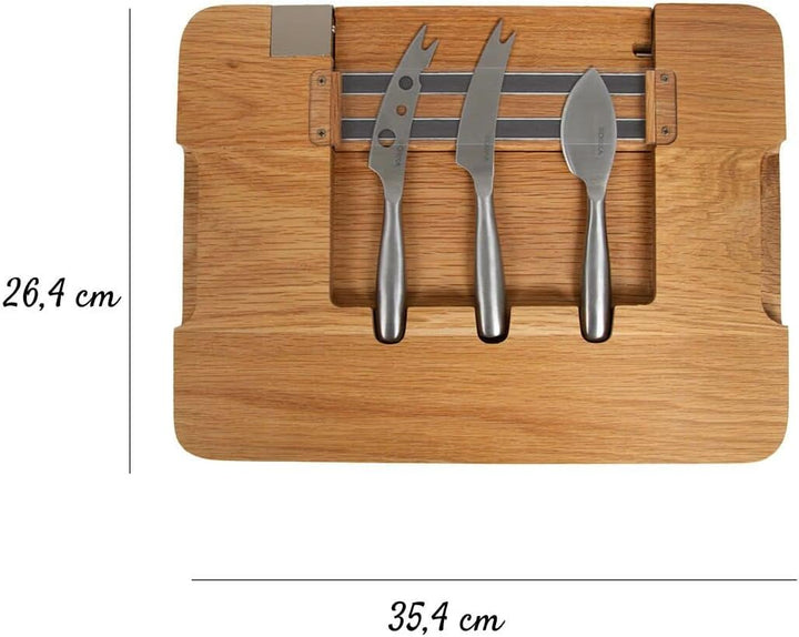 Boska Party Käseset/Käsebrett mit Messern/mit Magnetstreife/Edelstahl/Braun/Silber Eichen-Magnettafe