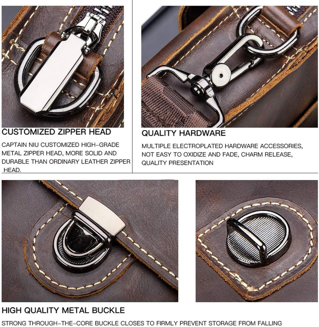 BAIGIO Handytasche Leder Vintage Gürteltasche Herren Hüfttasche Klein Schultertasche Umhängetasche R