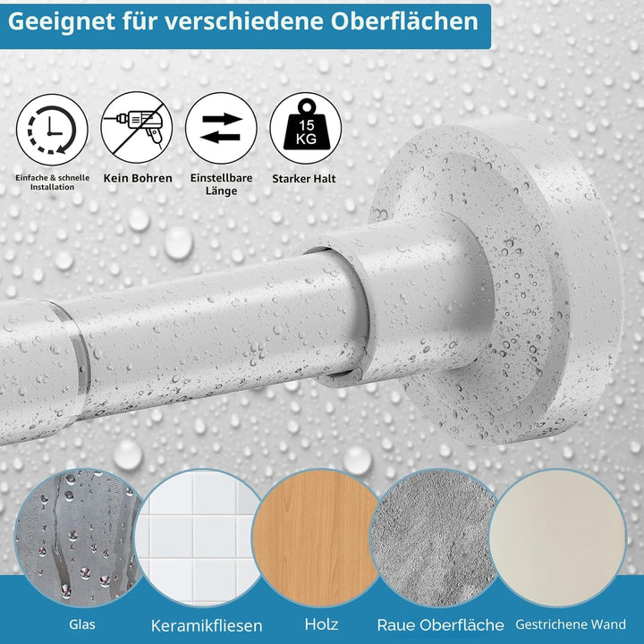 2 Stücke Gardinenstange ohne Bohren 48-118CM Teleskopstange Duschvorhangstange Einstellbare Vorhangs