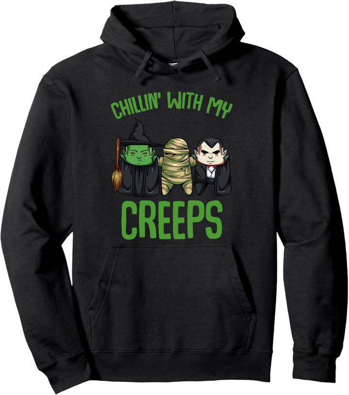 Chillin With My Creeps Halloween Vampir Mumien Hexen Lustig Pullover Hoodie