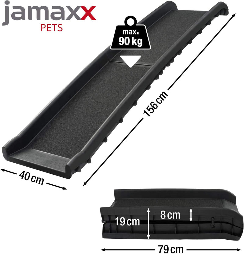 JAMAXX Hunderampe klappbar Auto Hundetreppe AntiRutsch KofferraumRampe stabil 90kg Max, 156x40 cm, f