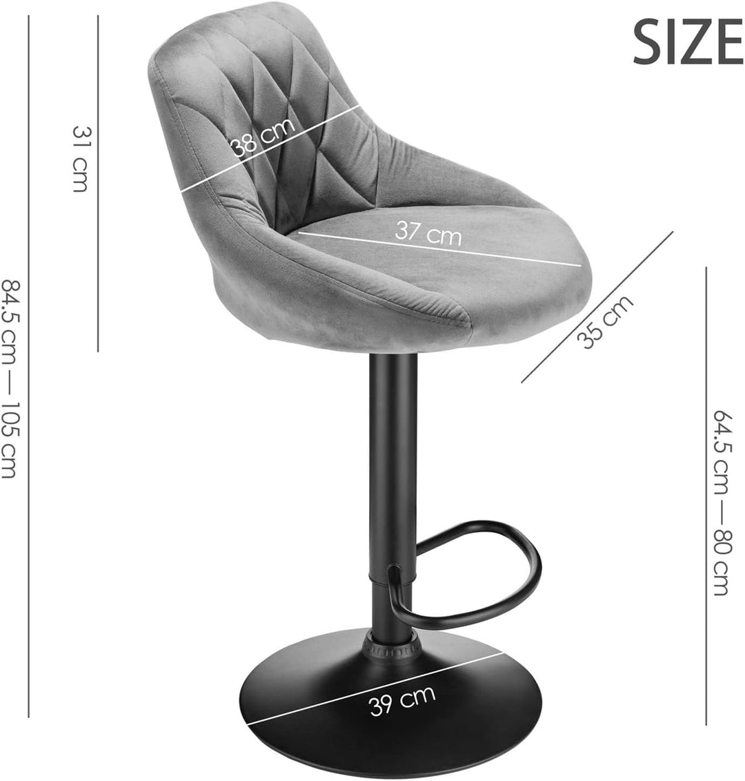 XUANYU 10er-Set Barhocker aus Samt Höhenverstellbare 63-83 cm Barstühle 360° Drehstuhl Küchenstühle