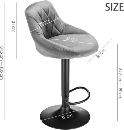 XUANYU 10er-Set Barhocker aus Samt Höhenverstellbare 63-83 cm Barstühle 360° Drehstuhl Küchenstühle