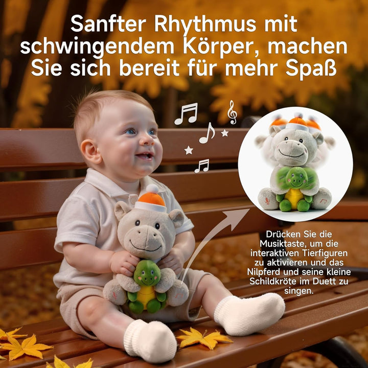 Nilpferd Kuscheltier Baby, Hippo und Schildkröte Interaktives Singendes Sprechendes Plüschtier, Flus